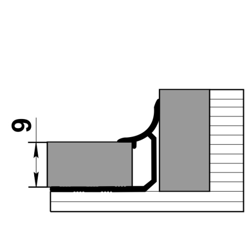 Профиль для плитки внутренний алюминийПК 06-9